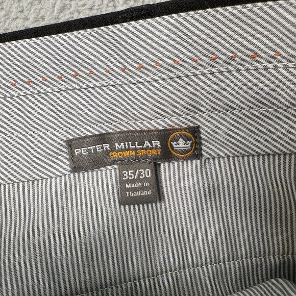 Peter Millar Pants Mens 35x29 Black Golf Dress Flat Front Crown Sport Casual - Picture 7 of 11